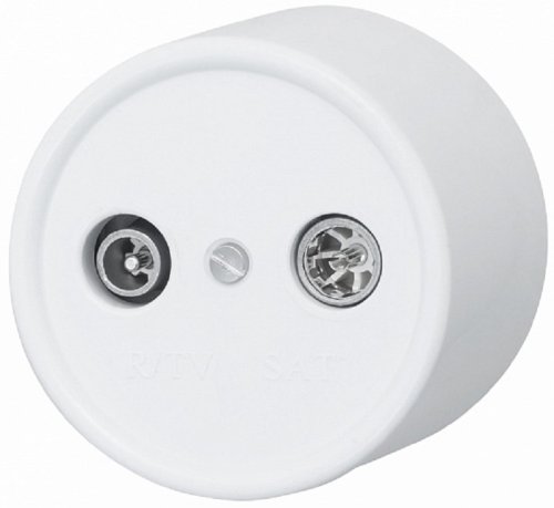 Розетка-ретро TV+R+SAT Оконечная пластик Bironi Лизетта 2-м. белый картинка